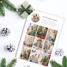 Minimalist Multi-Photo Holiday Card Nine Grid Julkort