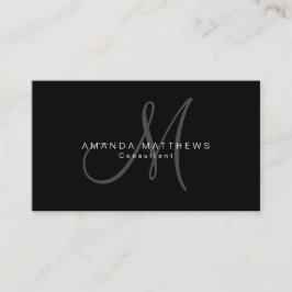 Minimalist namn för Monogram för snyggtsvartgrått Visitkort