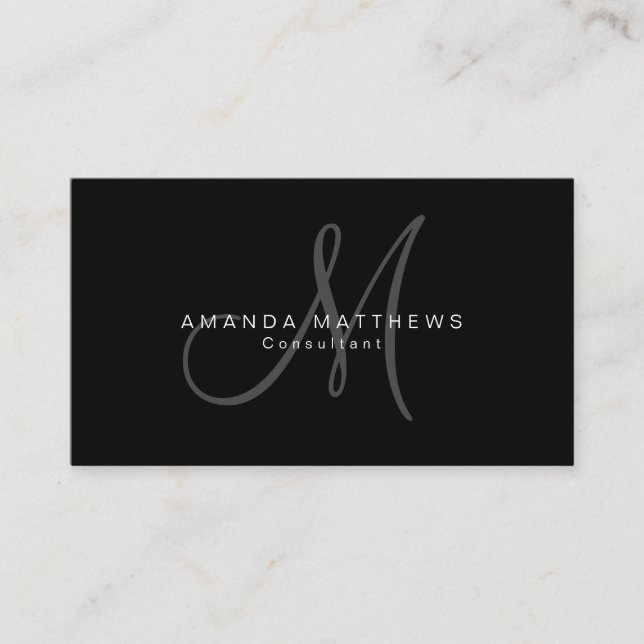 Minimalist namn för Monogram för snyggtsvartgrått Visitkort (Framsida)
