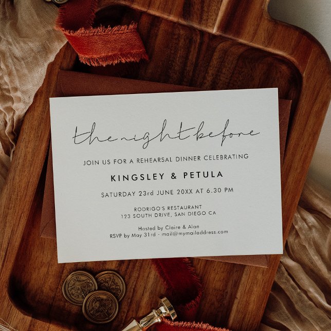 Minimalist natten före repetitionsmiddagen inbjudningar (Skapare uppladdad)