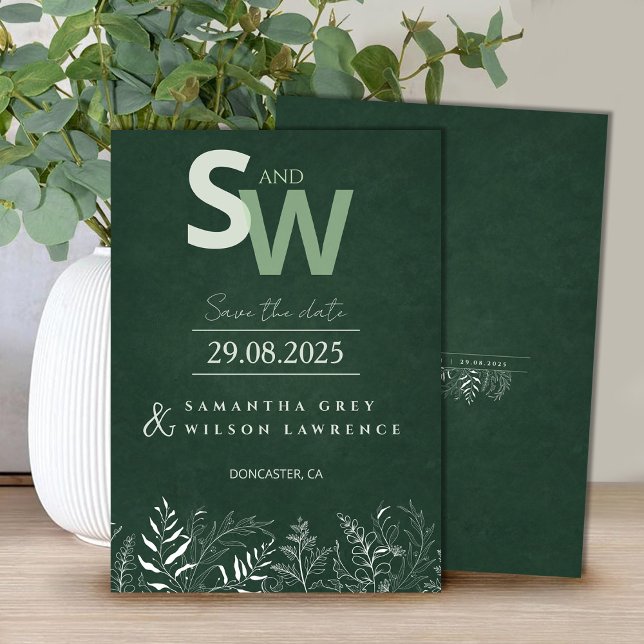 Minimalist Nature-inspired Leafy Save the Date Inbjudningar (Skapare uppladdad)