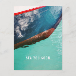 Minimalist Nautical Abstract Boat Sea You Soon Vykort