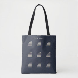 Minimalist Nautical Sailboat Pattern Dark Blue  Tygkasse