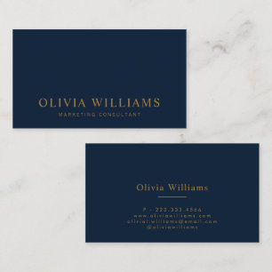 Minimalist Navy Blue And Gold Modern Professional Visitkort