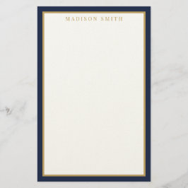Minimalist Navy Blue and Gold Monogram Brevpapper