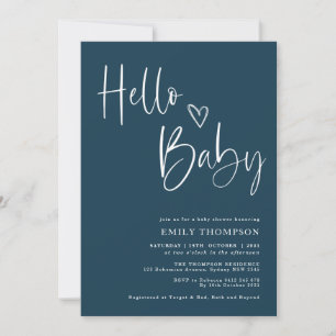 Minimalist Navy Blue Boy Baby Shower Inbjudningar