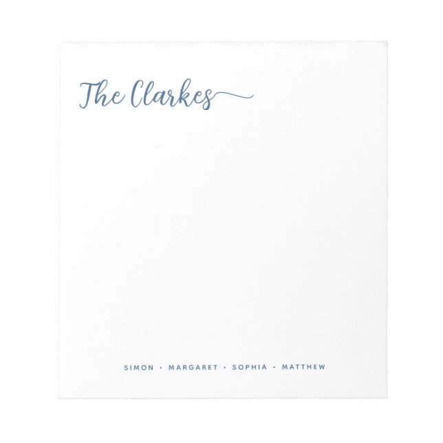 Minimalist Navy Blue Family Stationery  Anteckningsblock (Framsida)