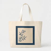 Minimalist Navy Blue Foliage Elegant Tote Bag