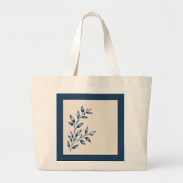 Minimalist Navy Blue Foliage Elegant Tote Bag Jumbo Tygkasse