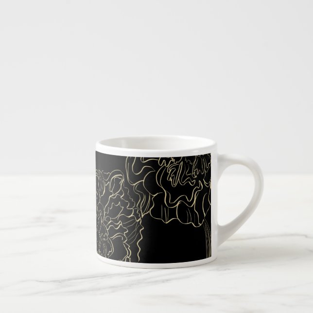 Minimalist Nejlikblomma Handritad Monogram Espressomugg (Höger)