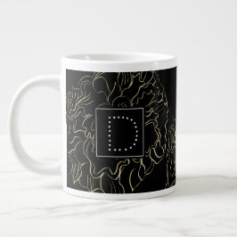 Minimalist Nejlikblomma Handritad Monogram Jumbo Mugg
