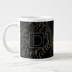 Minimalist Nejlikblomma Handritad Monogram Jumbo Mugg