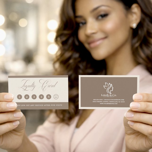 Minimalist Neutral Beige Beauty Loyalty Card  Lojalitetskort (Skapare uppladdad)