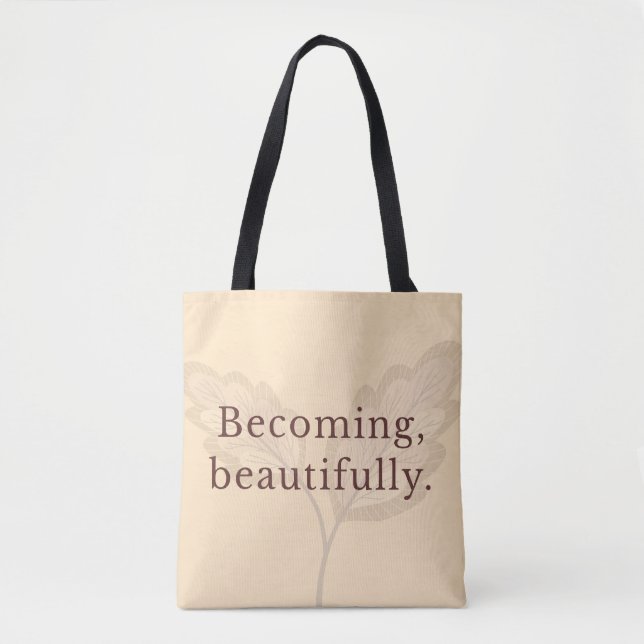 Minimalist Neutral Tote Bag | Modern Feminine Gift Tygkasse (Framsida)