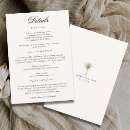 Minimalist Neutral Tropical Beach Wedding Details Tilläggskort