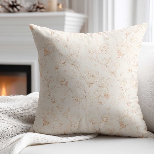 Minimalist Neutral Wildflower Kudde (Skapare uppladdad)