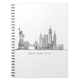 Minimalist New York City Skyline Line Art Anteckningsbok