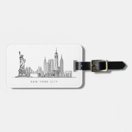 Minimalist New York City Skyline Line Art Bagagebricka