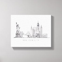 Minimalist New York City Skyline Line Art Canvastryck