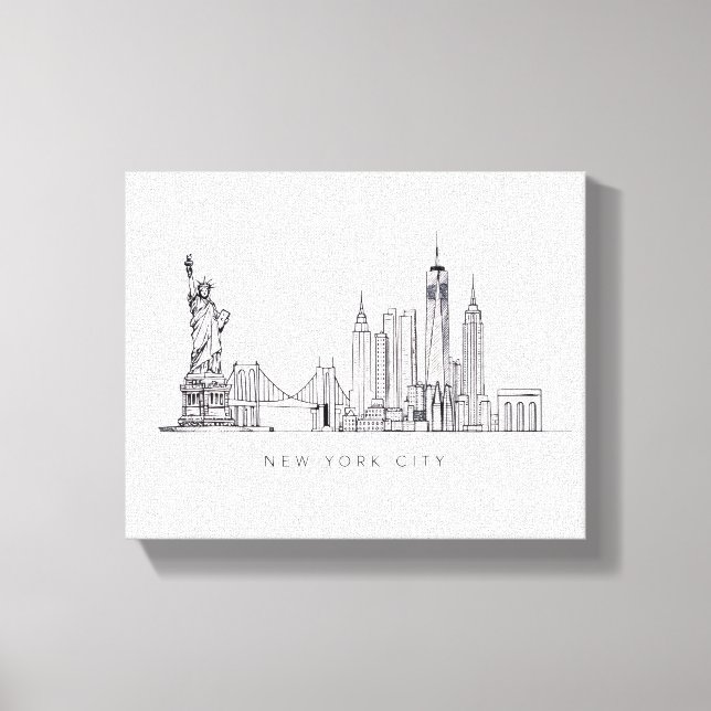 Minimalist New York City Skyline Line Art Canvastryck (Framsida)