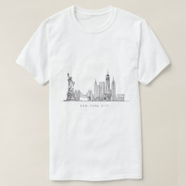 Minimalist New York City Skyline Line Art T Shirt