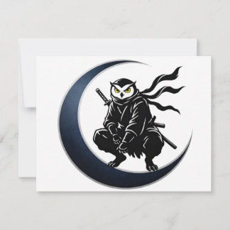 Minimalist Ninja Owl Post Card Inbjudningar