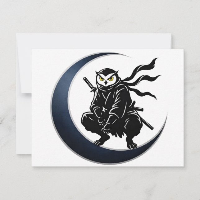 Minimalist Ninja Owl Post Card Inbjudningar (Framsida)