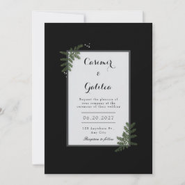 Minimalist Nordic Fern Berry Wedding Inbjudningar