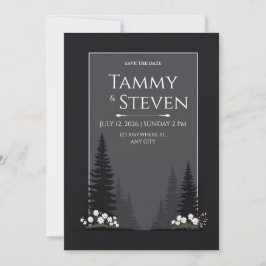 Minimalist Nordic Forest Silhouette Wedding Inbjudningar