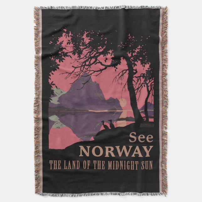 Minimalist Norway Sunset Poster - Mountain Fjord Filt (Framsidan Vertikal)