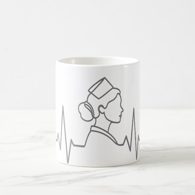 Minimalist Nurse Line Art Mug Kaffemugg (Center)