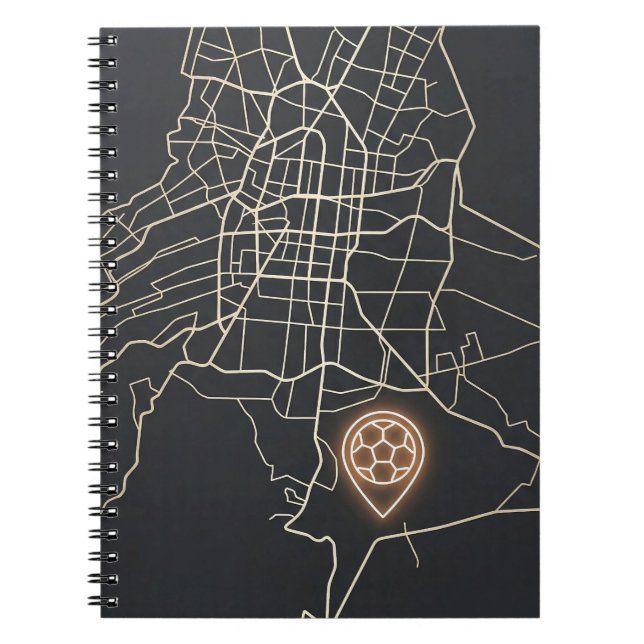 Minimalist NYC Soccer Map Pin Line Art Anteckningsbok (Framsidan)