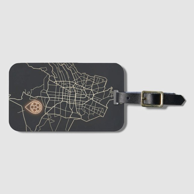 Minimalist NYC Soccer Map Pin Line Art Bagagebricka (Framsida horisontal)