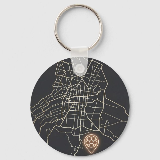 Minimalist NYC Soccer Map Pin Line Art Nyckelring (Framsida)