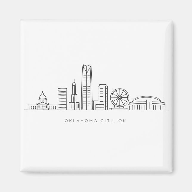 Minimalist Oklahoma City Skyline Illustration Magnet (Framsidan)