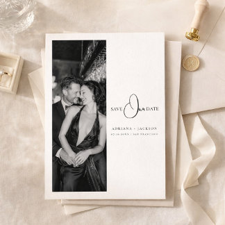 Minimalist Old Money Wedding Photo Save the Date Spara Datumet