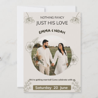 Minimalist Olive Green & Cream Wedding Invitation  Inbjudningar