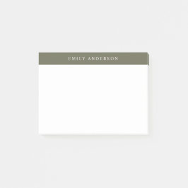 Minimalist Olive Green Elegant Monogram Post-it Block