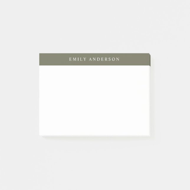Minimalist Olive Green Elegant Monogram Post-it Block (Framsida)