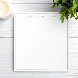 Minimalist Olive Green Monogram Two Border Anteckningsblock