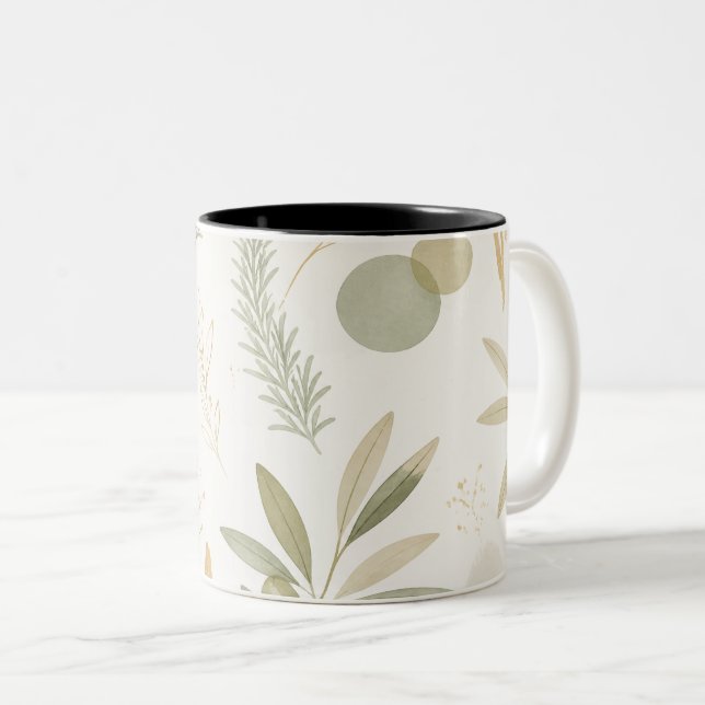 Minimalist Olive & Rosemary Botanical Mug Två-Tonad Mugg (Framsida höger)