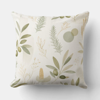 Minimalist Olive & Rosemary Botanical Pillow Kudde