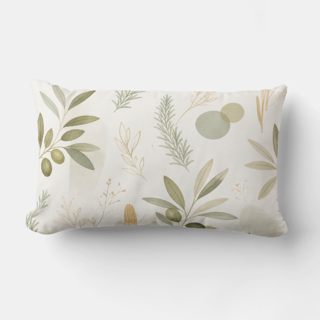 Minimalist Olive & Rosemary Botanical Pillow Lumbarkudde (Framsida)
