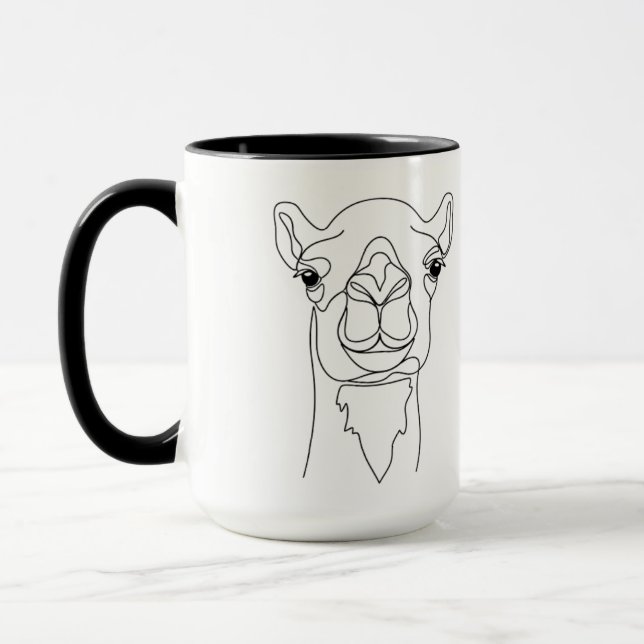 Minimalist One Line Camel Face Mug – Modern Contin Mugg (Vänster)