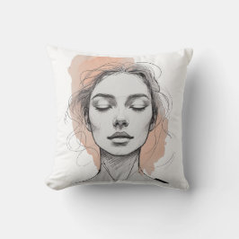 Minimalist One-Line Female Face Pillow Kudde