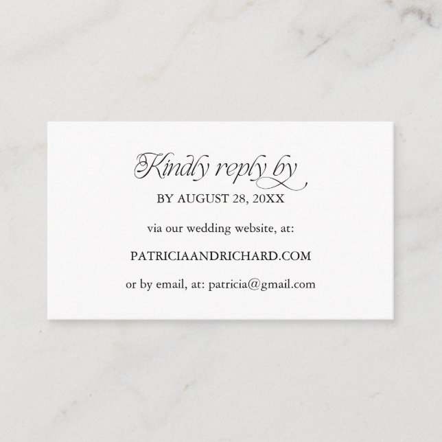 Minimalist Online RSVP Wedding Website Tilläggskort (Framsida)