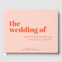 Minimalist Orange Pink Swash Wedding Gästböcker