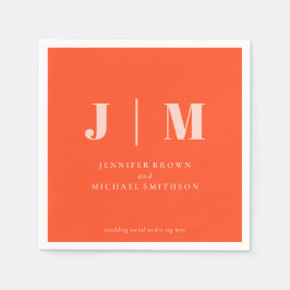 Minimalist Orange Pink Wedding Pappersservett