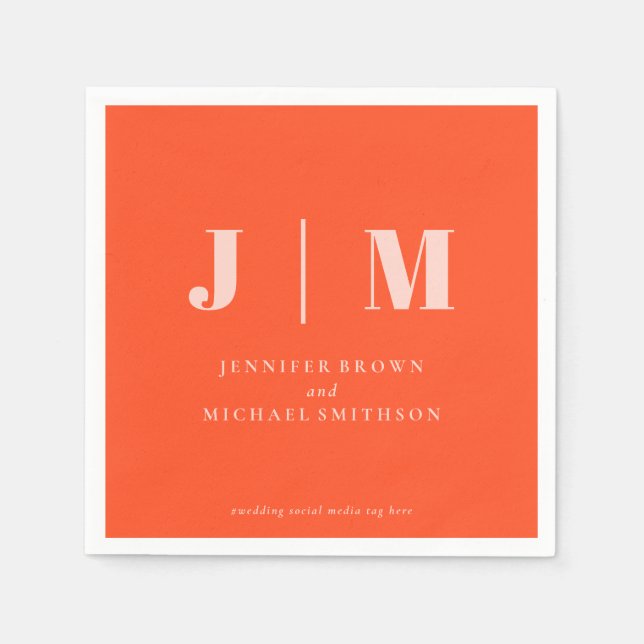 Minimalist Orange Pink Wedding Pappersservett (Framsidan)