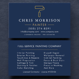 Minimalist Painter Navy Blue Gold Modern Visitkort